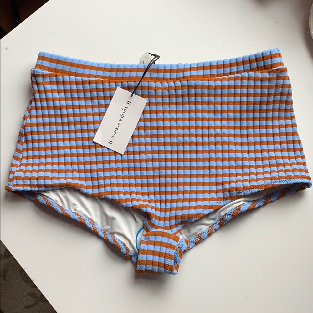 Solid and Striped High Waisted Swim Bottoms